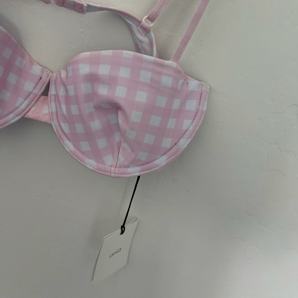 Onia Pink Gingham Two Piece High Waist Swimsuit L - Picture 7 of 9